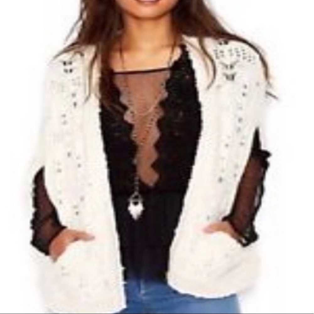 Free People Ivory Chunky Knit Vest